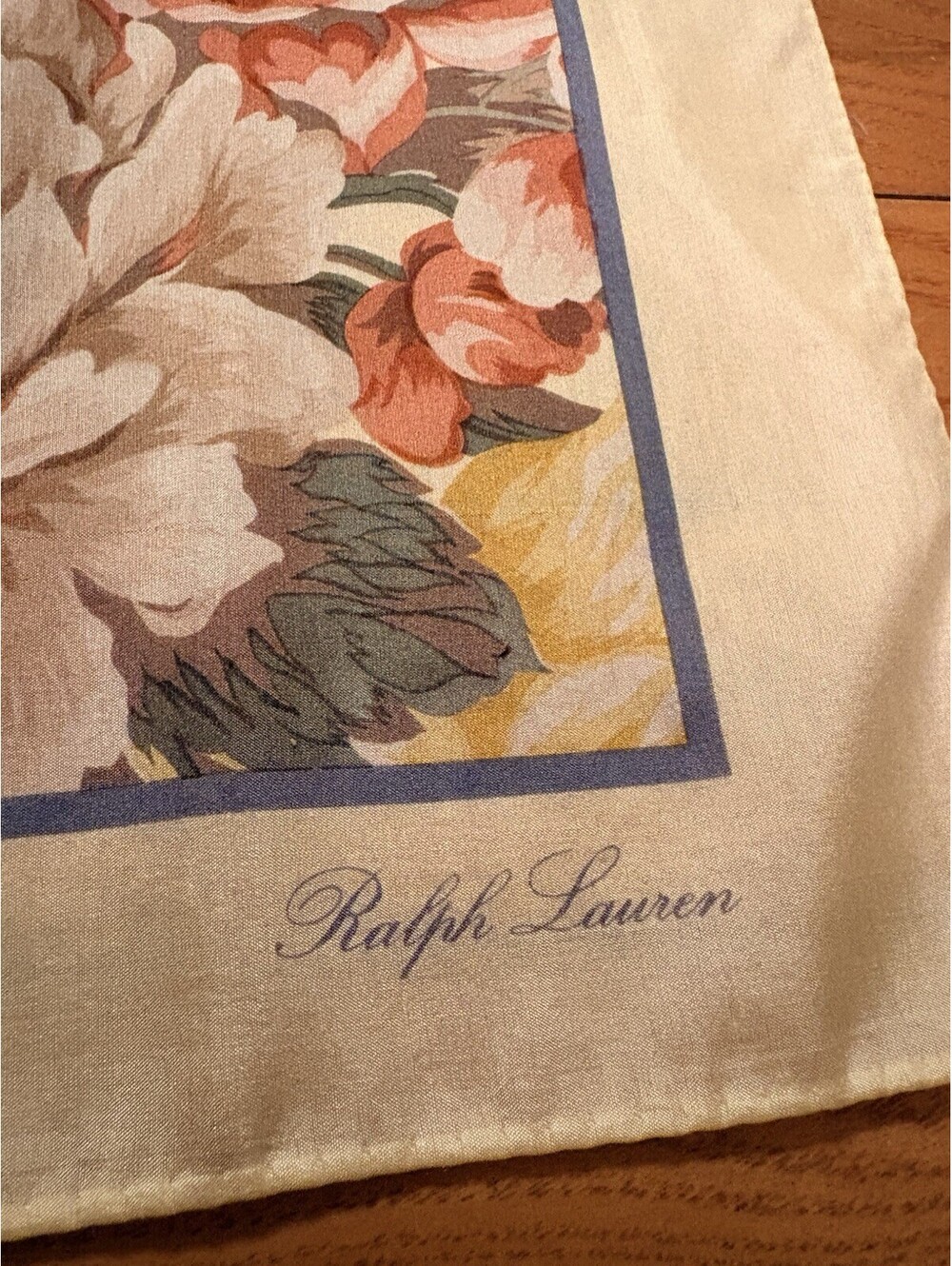 Vintage Polo Ralph Lauren Silk Yellow Floral Scarf 33”x 34” Stunning! - Picture 3 of 10